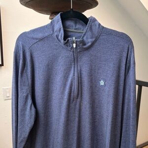 johnnie-O Striped Blue Quarter-Zip Pullover